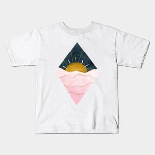 Pink and Gold Sunset Kids T-Shirt